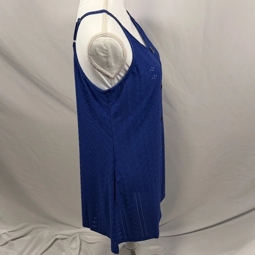 Blue Button-Down Sleeveless Dress Size Large